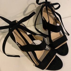 Open toe block heels